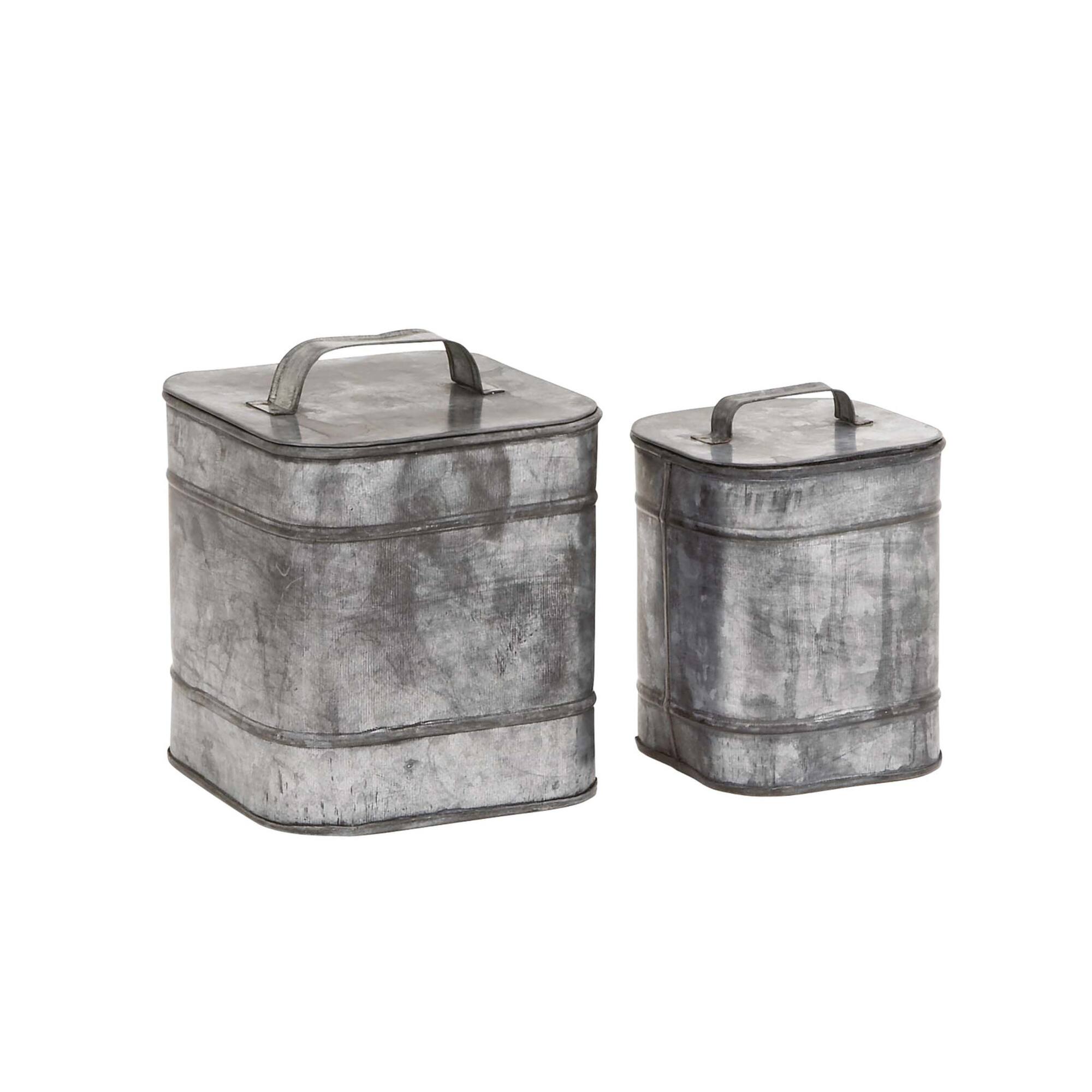 Silver Metal Farmhouse Box Set, 7" & 8"